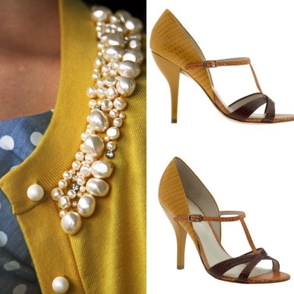 Nine West Hayek Sandal • Mustard Yellow Heels - Picture 2 of 13